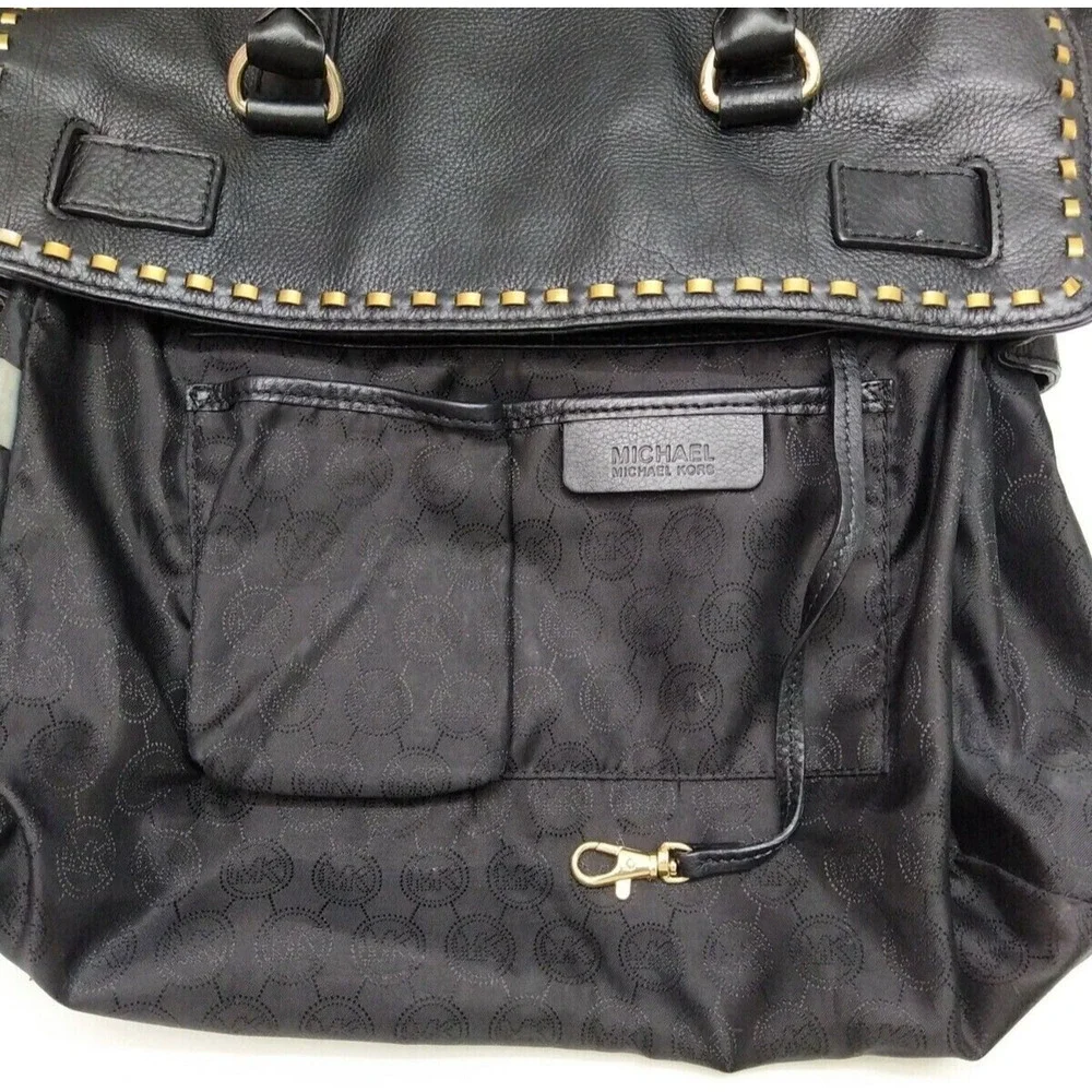 Michael Kors Hamilton Black Leather Satchel Shoulder Bag w/ Matching Wallet